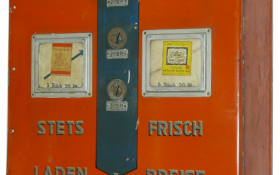 Nr. 10 – Zigarettenautomat, 4-Schacht, Modell: Unbekannt, Farbe: rot / blau / gold