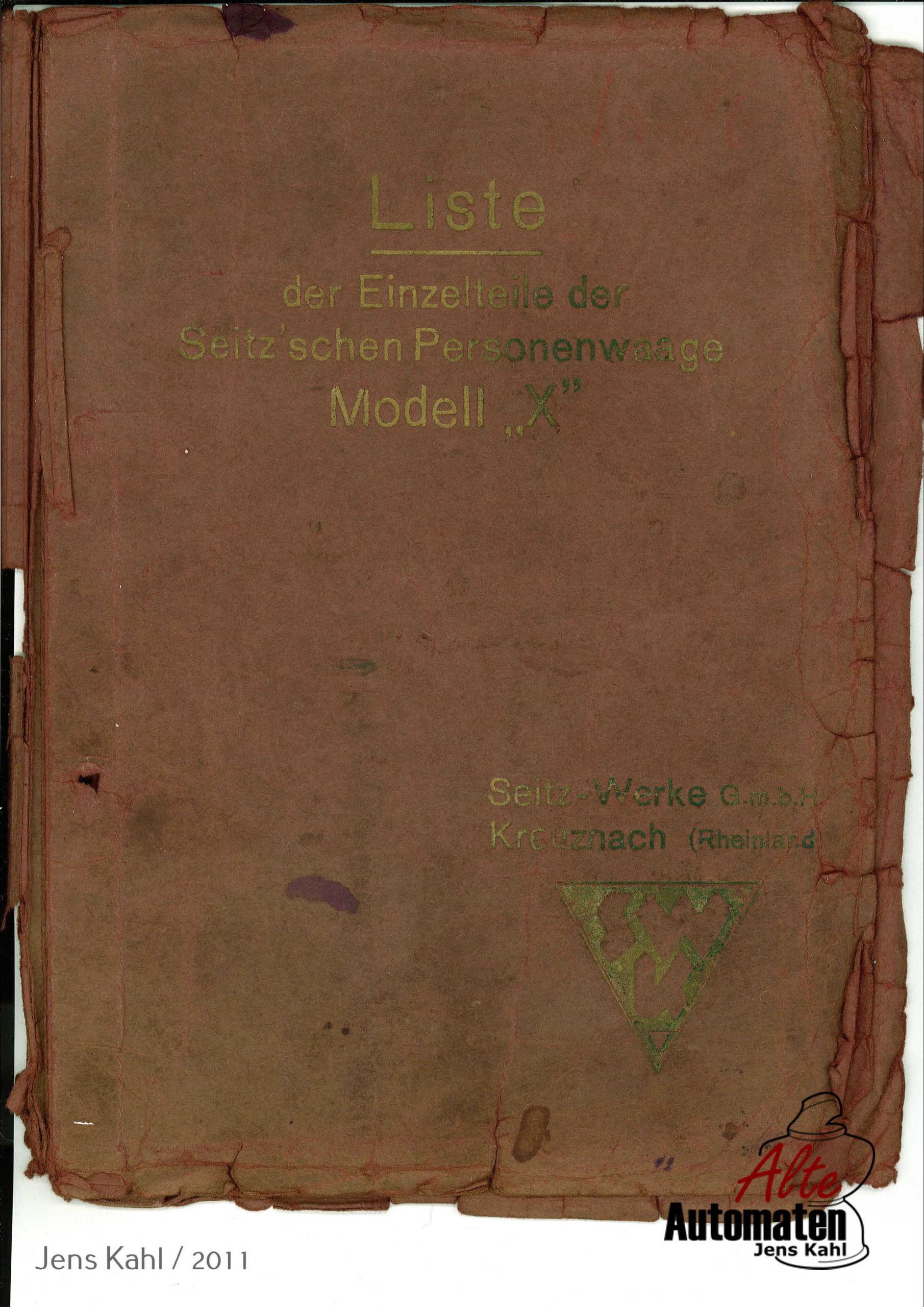 Nr. 121 – Dokument: Ersatzteilliste Waage, Detailbezeichnung: Modell X, Farbe: S/W, Umschlag Golddruck